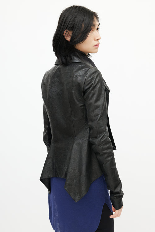 Rick Owens Asymmetrical Black Leather Jacket