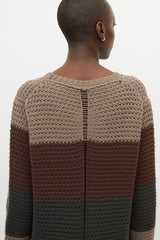 Rick Owens Beige & Brown Striped Knit Maxi Dress
