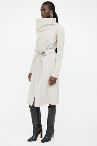 Rick Owens Beige Belted Trench Coat