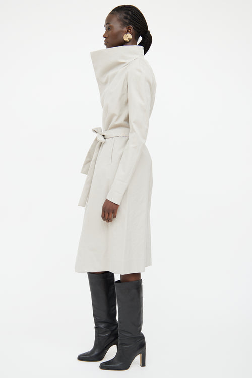 Rick Owens Beige Belted Trench Coat