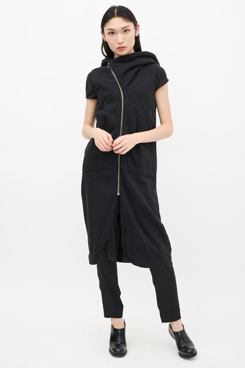 Rick Owens DRKSHDW Black Zippered Maxi Vest