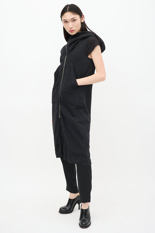 Rick Owens DRKSHDW Black Zippered Maxi Vest