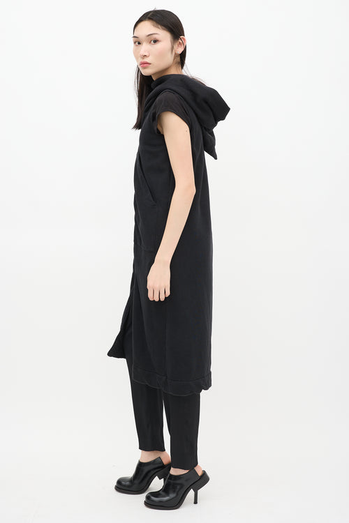 Rick Owens DRKSHDW Black Zippered Maxi Vest