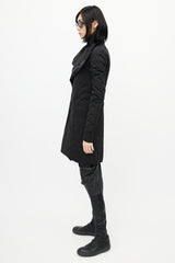 Rick Owens Black Asymmetrical Zip Padded Coat