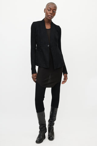 Rick Owens Black Cashmere & Silk V-Neck Jacket