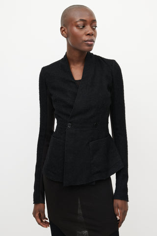 Rick Owens Black Cashmere & Silk V-Neck Jacket