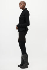 Rick Owens Black Cashmere & Silk V-Neck Jacket