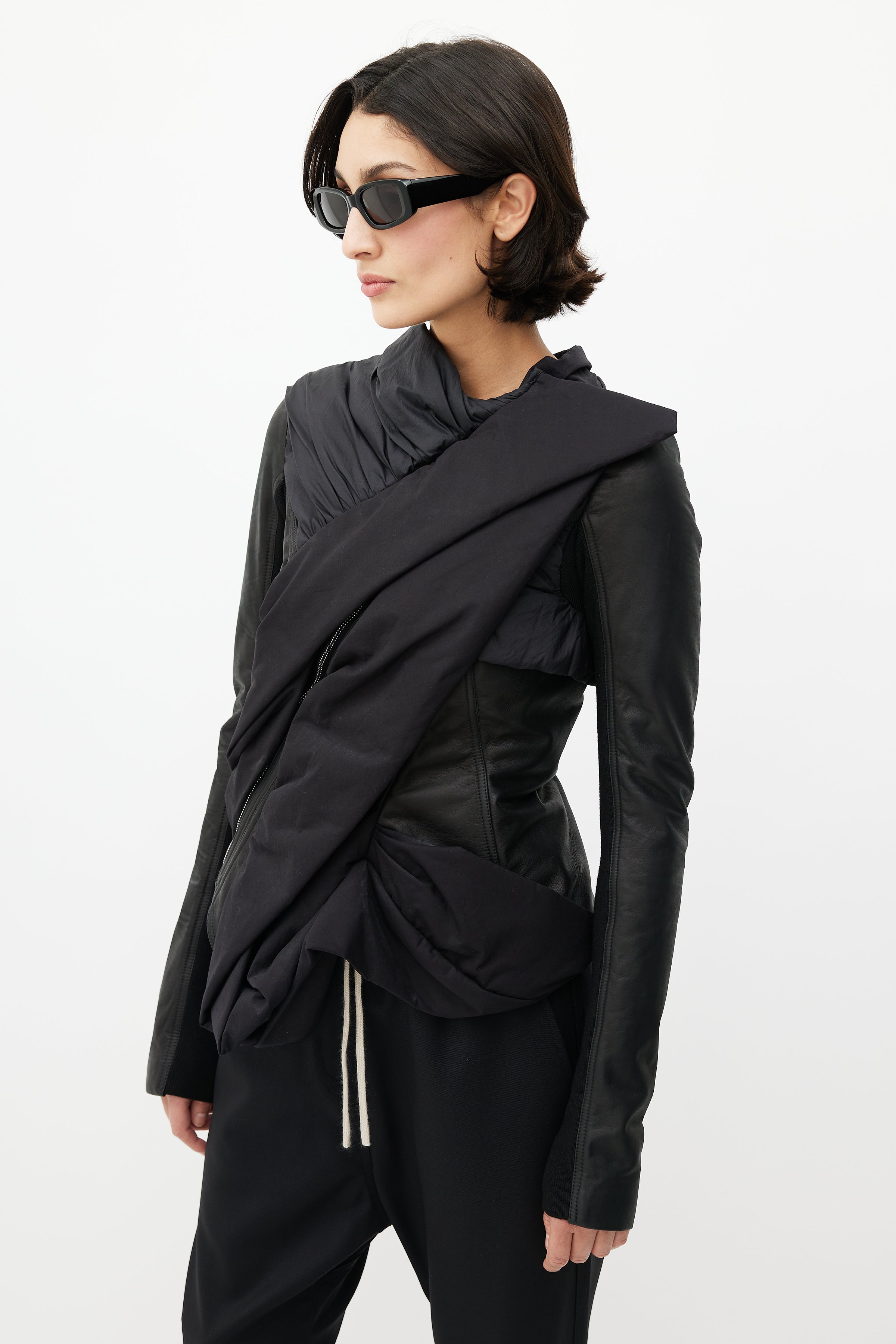 Rick Owens // Black Leather Asymmetrical Jacket – VSP Consignment