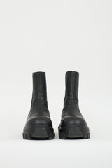 Rick Owens Black Leather Bozo Tractor Boot