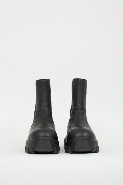 Rick Owens Black Leather Bozo Tractor Boot