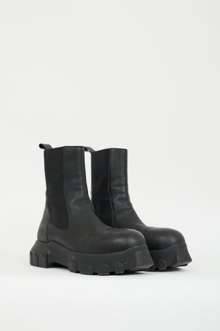 Rick Owens Black Leather Bozo Tractor Boot