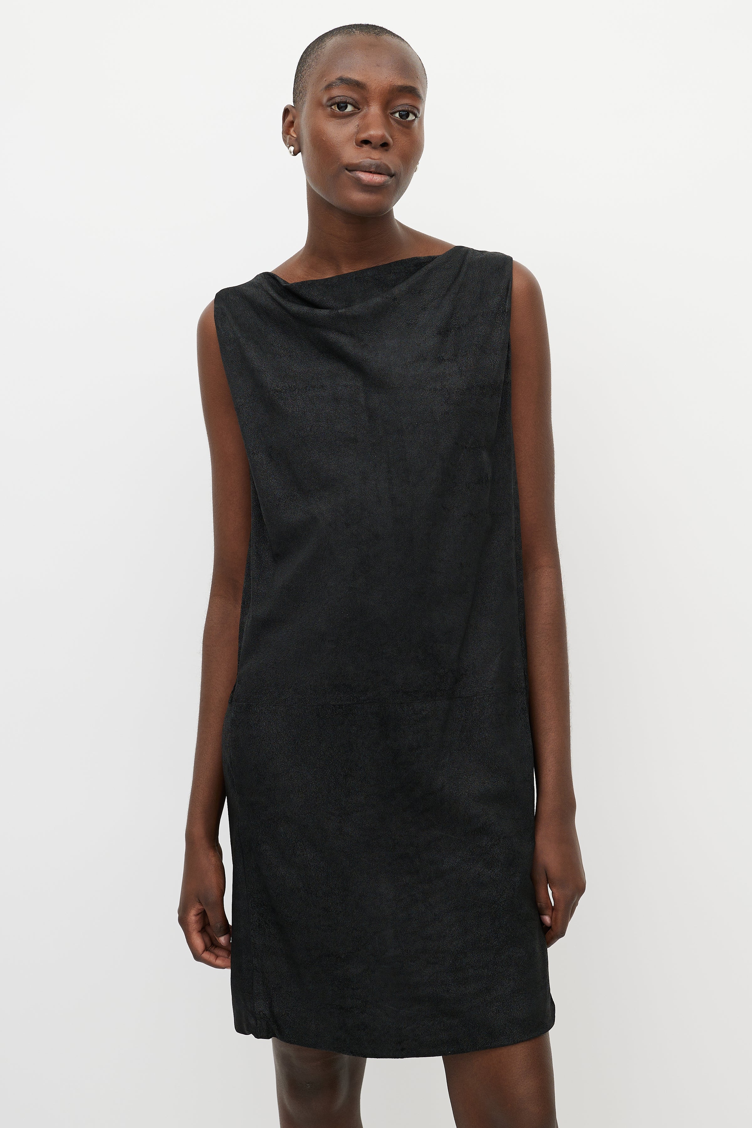 Rick Owens // Black Nubuck Leather Shift Dress VSP Consignment Rick Owens // Black Nubuck Leather Shift Dress VSP Consignment