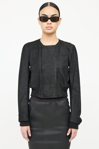 Rick Owens Leather Long Sleeve Jacket