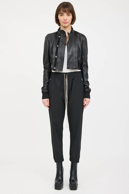 Rick Owens Cropped Leather Jacket