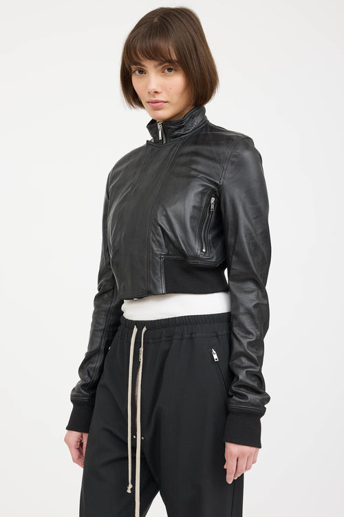 Rick Owens Cropped Leather Jacket