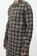 Rick Owens Brown & Black Plaid Wool Shirt