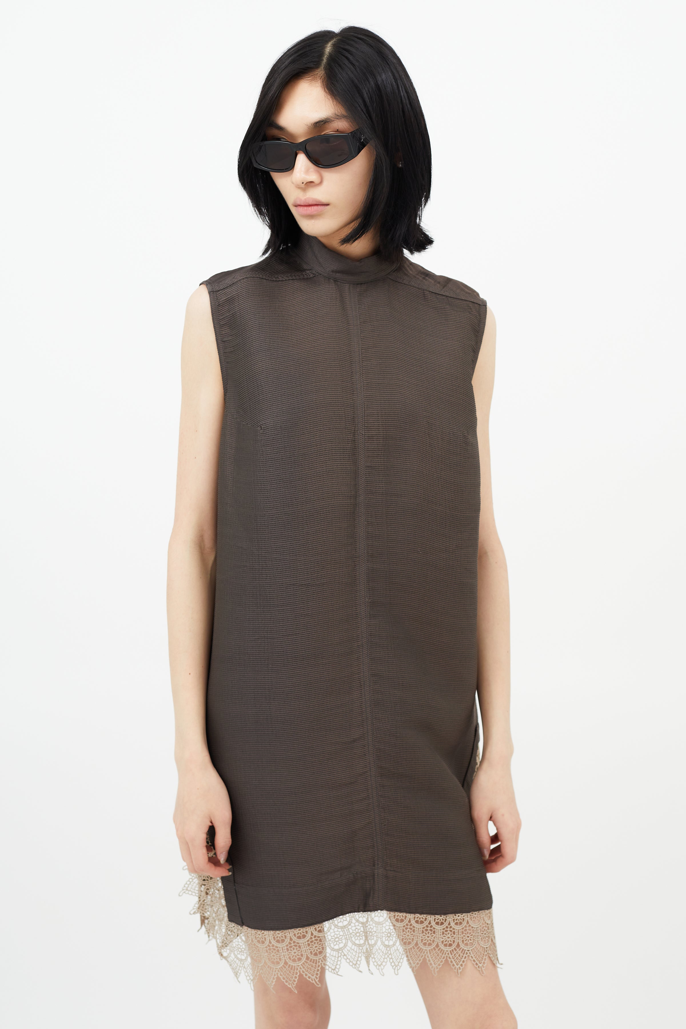 Rick Owens // Brown Silk Ribbed & Lace Dress – VSP Consignment Rick Owens // Brown Silk Ribbed & Lace Dress – VSP Consignment