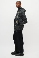 Rick Owens DRKSHDW Black Shiny Nylon Hooded Jacket