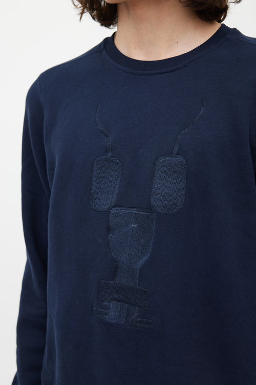 Rick Owens DRKSHDW Navy Embroidered Sweatshirt