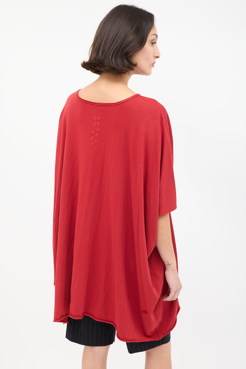 Rick Owens DRKSHDW Red Cotton Oversized T-Shirt