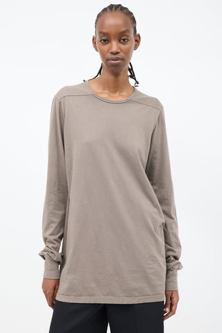 Rick Owens DRKSHDW Taupe Cotton Long Sleeve  Shirt