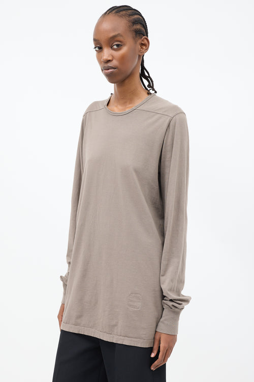 Rick Owens DRKSHDW Taupe Cotton Long Sleeve  Shirt