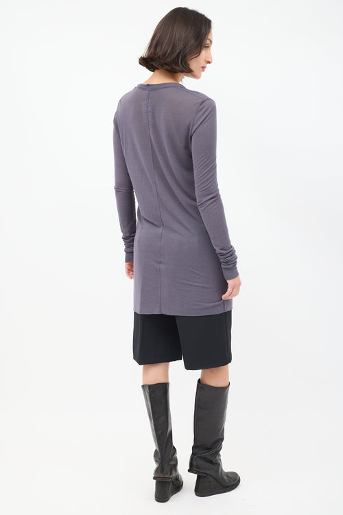 Rick Owens FW 2017 Purple Silk Jersey Long Sleeve Top