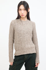 Rick Owens FW 2018 Beige Wool Ladder Knit Sweater