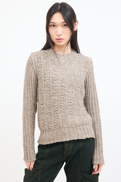 Rick Owens FW 2018 Beige Wool Ladder Knit Sweater