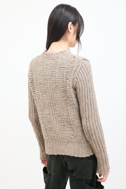 Rick Owens FW 2018 Beige Wool Ladder Knit Sweater