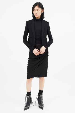 Rick Owens FW 2018 Black Wool & Stretch Sleeve Blazer