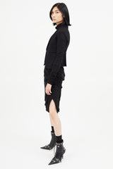 Rick Owens FW 2018 Black Wool & Stretch Sleeve Blazer