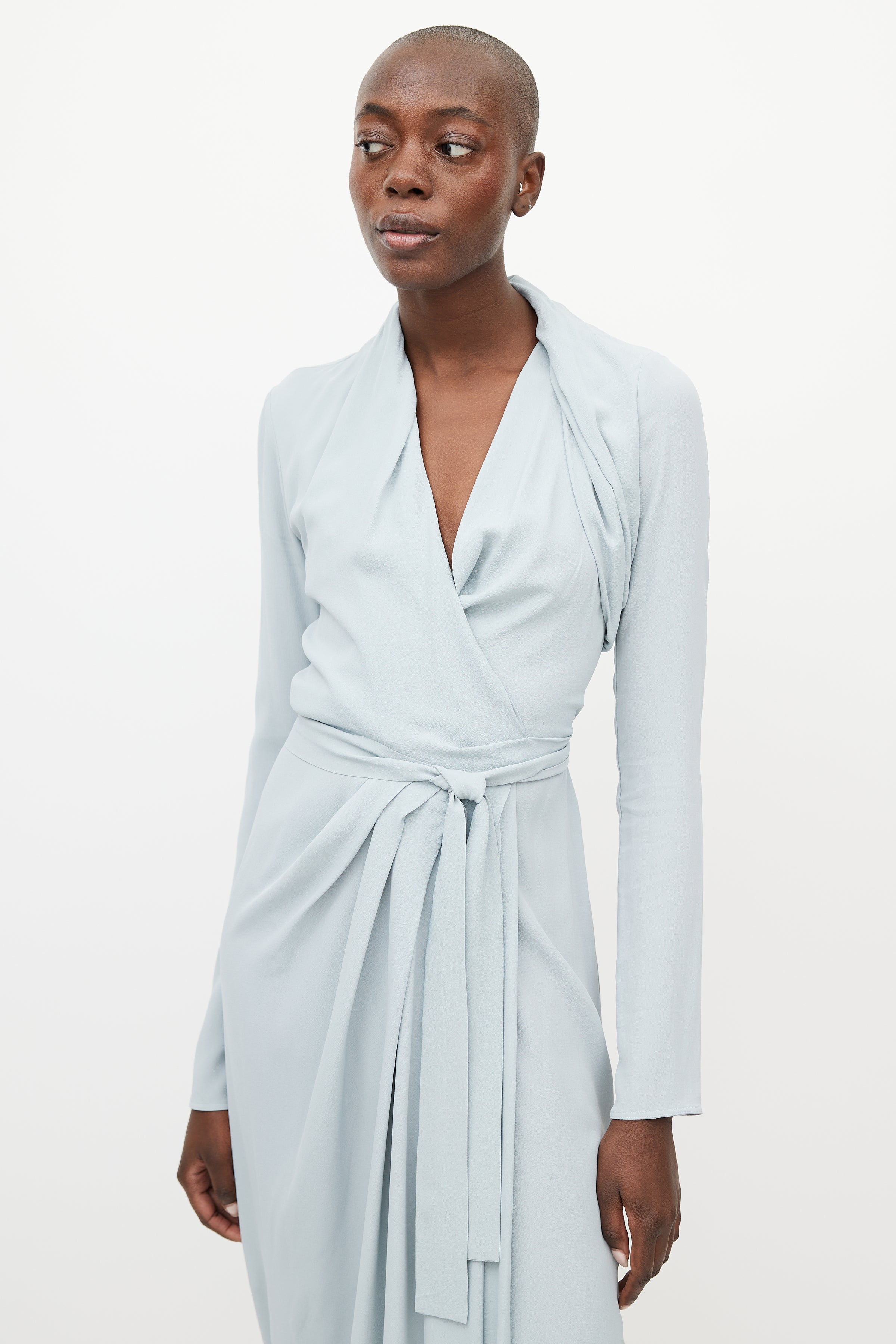 Rick Owens // FW 2019 Larry Blue Silk Wrap Dress VSP Consignment Rick Owens // FW 2019 Larry Blue Silk Wrap Dress VSP Consignment