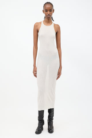 Rick Owens FW 2021 Beige Cotton Midi Tank Dress