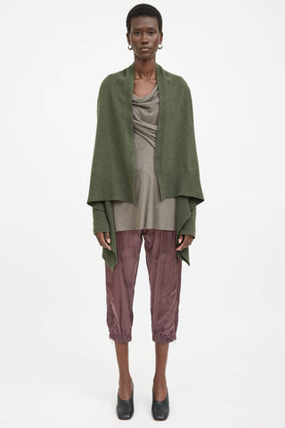 Rick Owens Gethsemaine Cashmere Knit Asymmetrical Cardigan