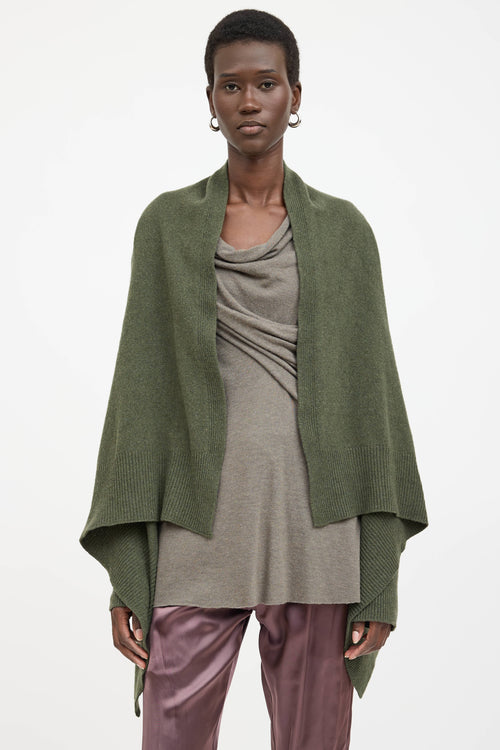 Rick Owens Gethsemaine Cashmere Knit Asymmetrical Cardigan