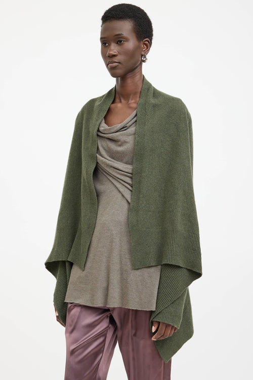 Rick Owens Gethsemaine Cashmere Knit Asymmetrical Cardigan