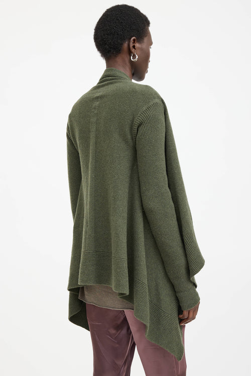 Rick Owens Gethsemaine Cashmere Knit Asymmetrical Cardigan