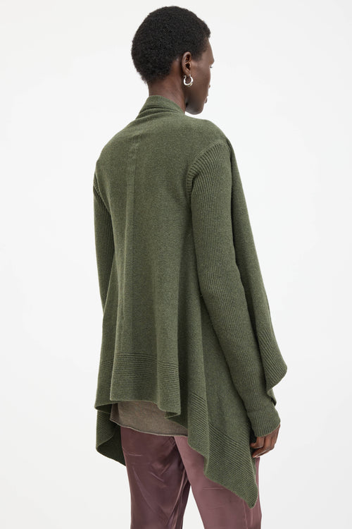 Rick Owens Gethsemaine Cashmere Knit Asymmetrical Cardigan