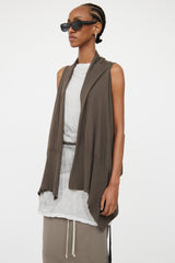 Rick Owens Brown Knit Open Front Vest