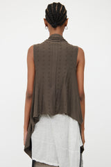 Rick Owens Brown Knit Open Front Vest