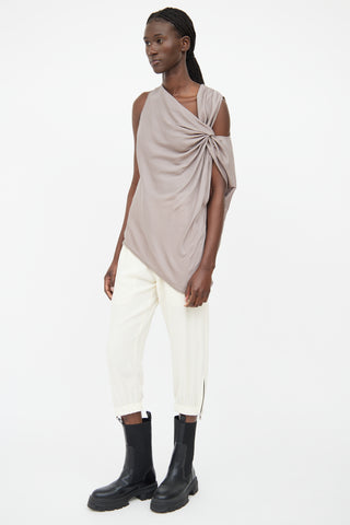 Helmut Lang Taupe Draped Top