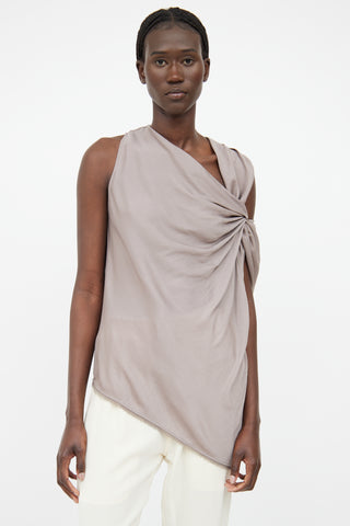 Helmut Lang Taupe Draped Top
