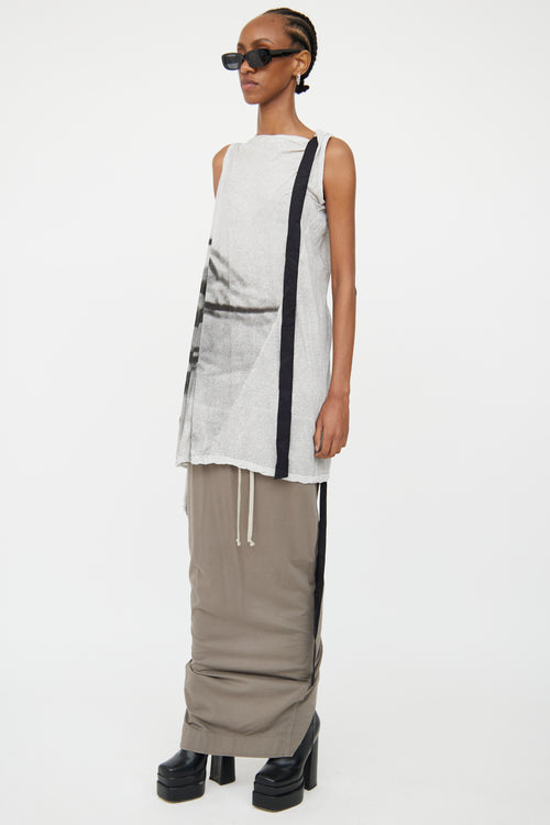 Rick Owens Black & White Graphic Print Tunic Top