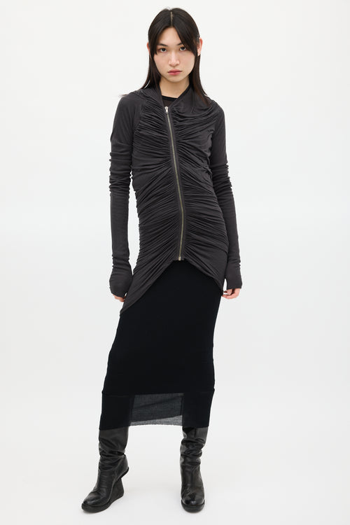 Rick Owens Grey Ruched Draped Top