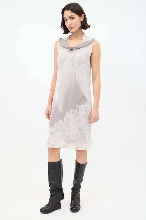 Rick Owens Grey Sheer Dyed Cowl Neck Dress