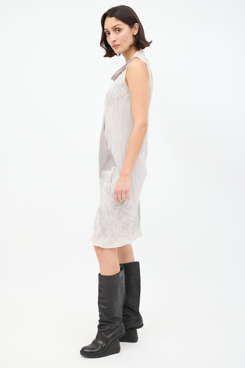 Rick Owens Grey Sheer Dyed Cowl Neck Dress