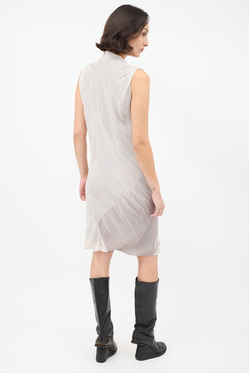 Rick Owens Grey Sheer Dyed Cowl Neck Dress