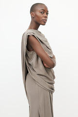Rick Owens Grey Silk Draped Sleeveless Dress