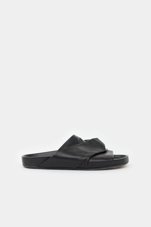 Rick Owens Leather Gathered Slide